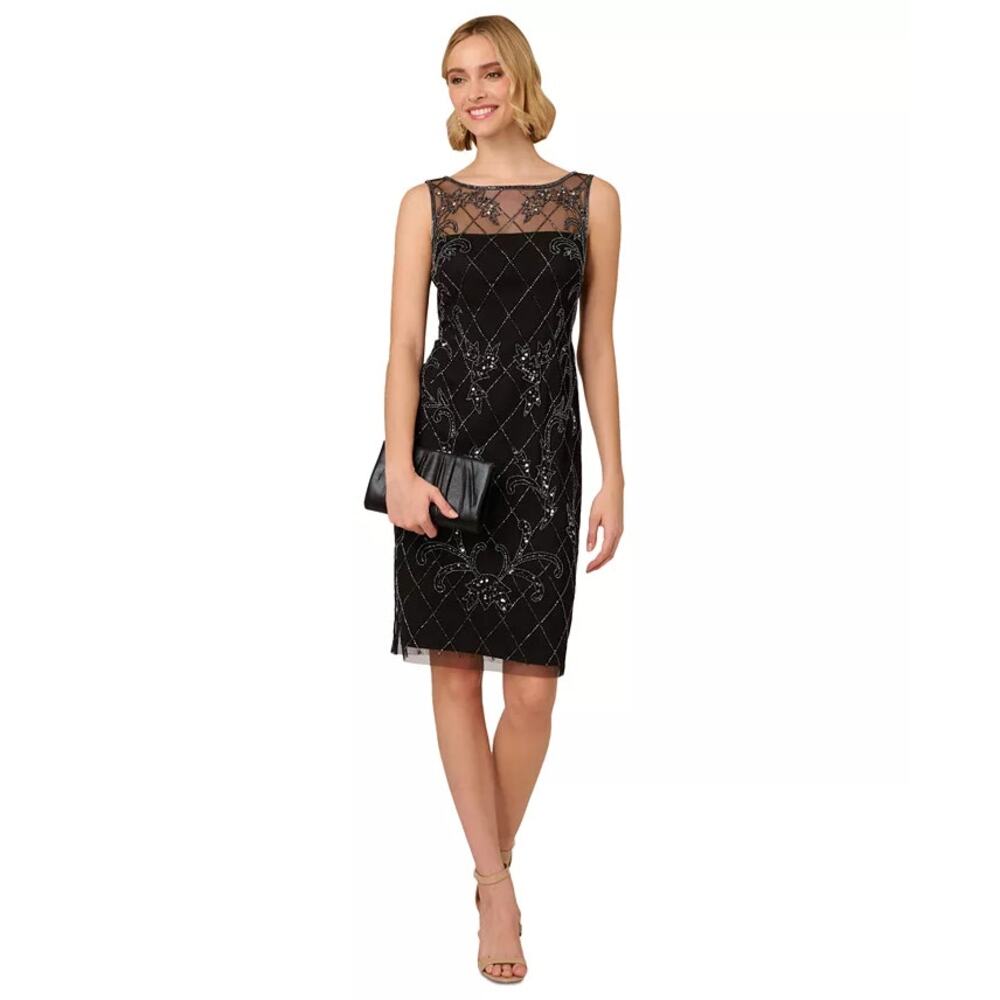 Adrianna Papell Black Embellished Dress